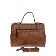 На фото 3 - Женская сумка сэтчел из фактурной натуральной кожи, цвет коричневый