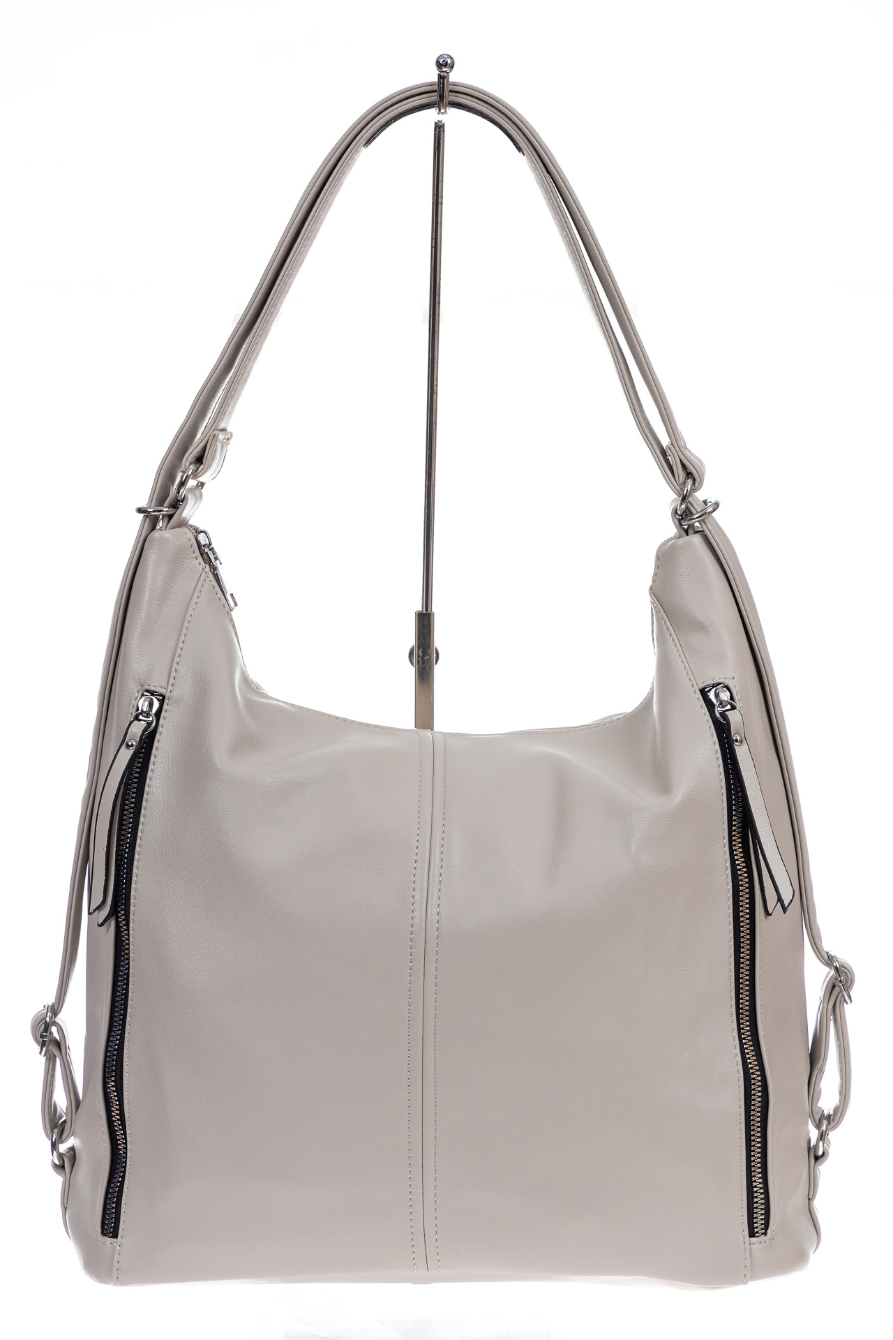 На фото 2 - Женская сумка хобо из искусственной кожи, цвет светло серый