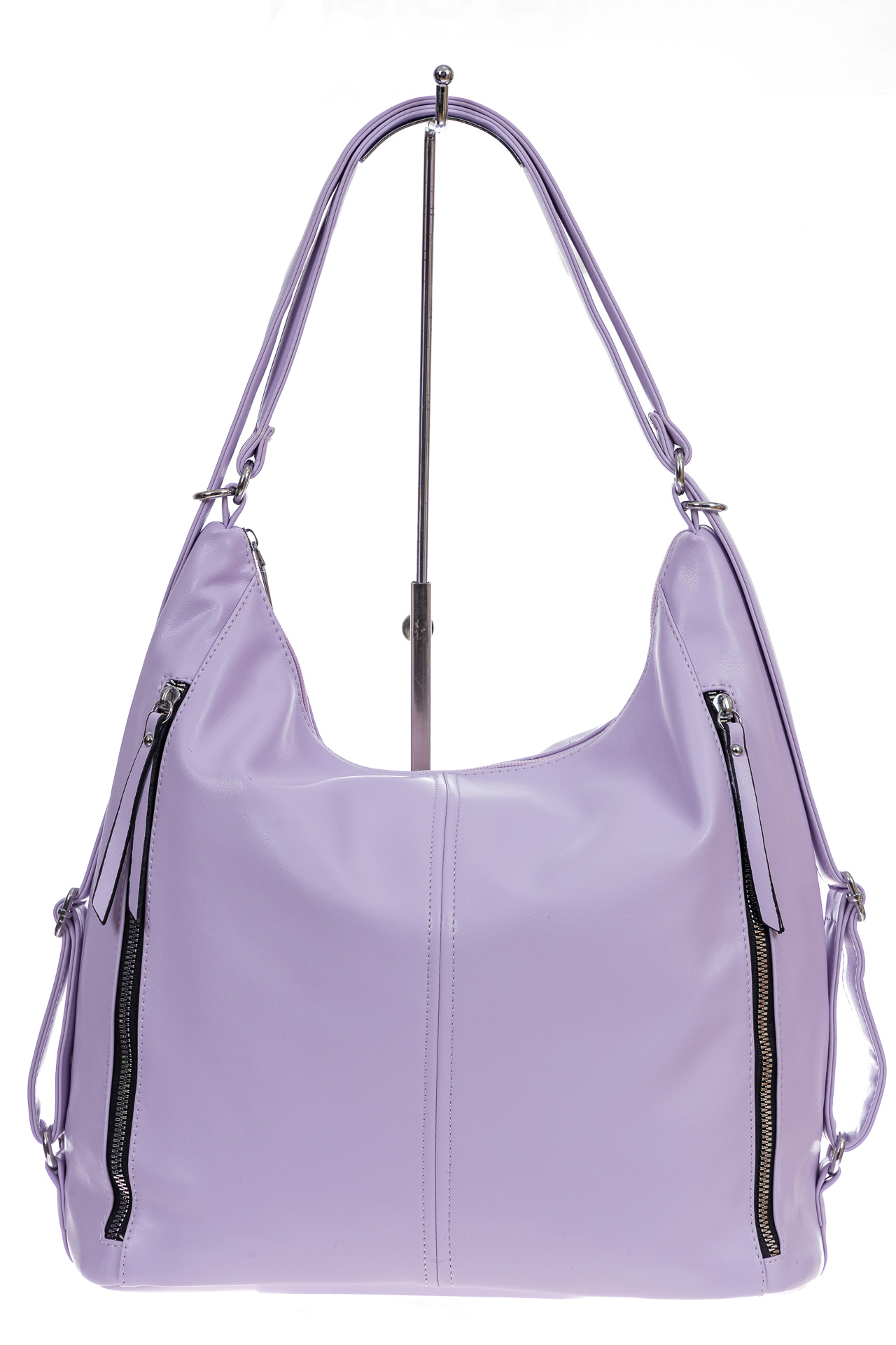 На фото 2 - Женская сумка хобо из искусственной кожи, цвет сирень