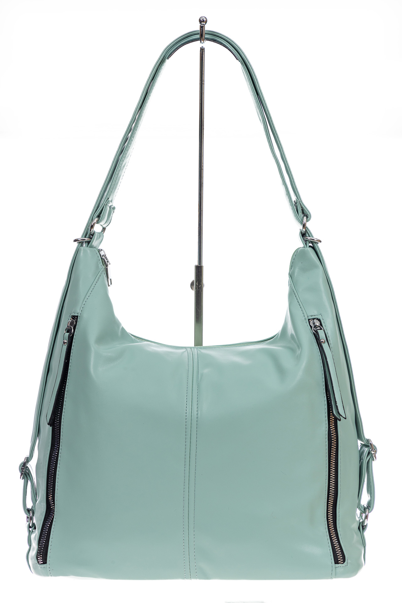 На фото 2 - Женская сумка хобо из искусственной кожи, цвет нежная мята