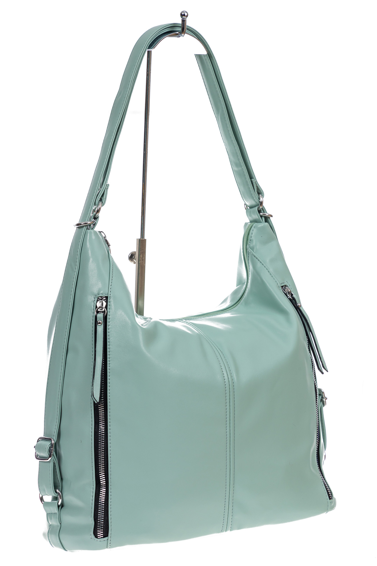 На фото 3 - Женская сумка хобо из искусственной кожи, цвет нежная мята