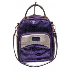 На фото 2 - Женский рюкзак из кожи с тиснением, цвет фиолетовый