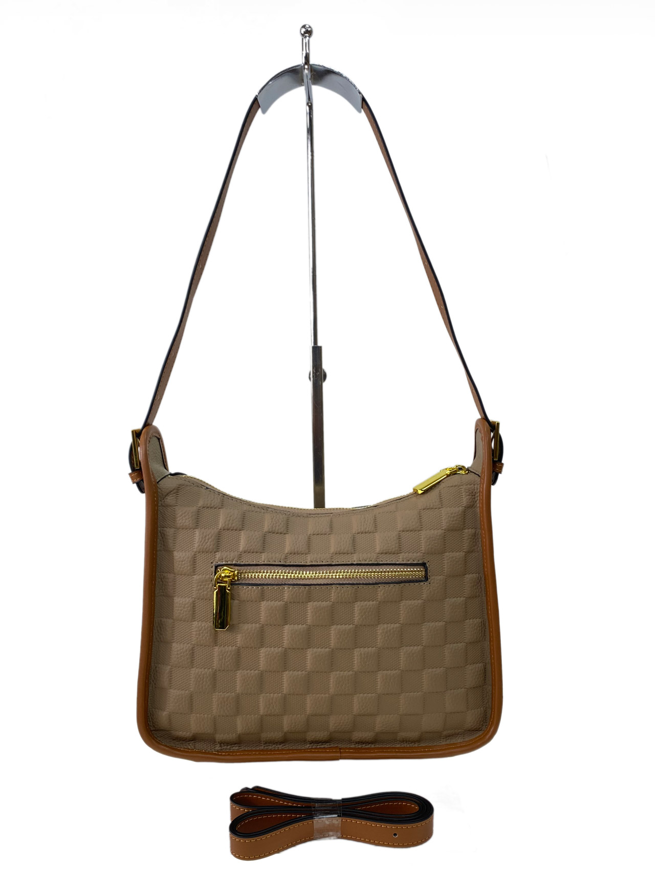 На фото 3 - Женская сумка  из натуральной кожи, цвет  бежевый