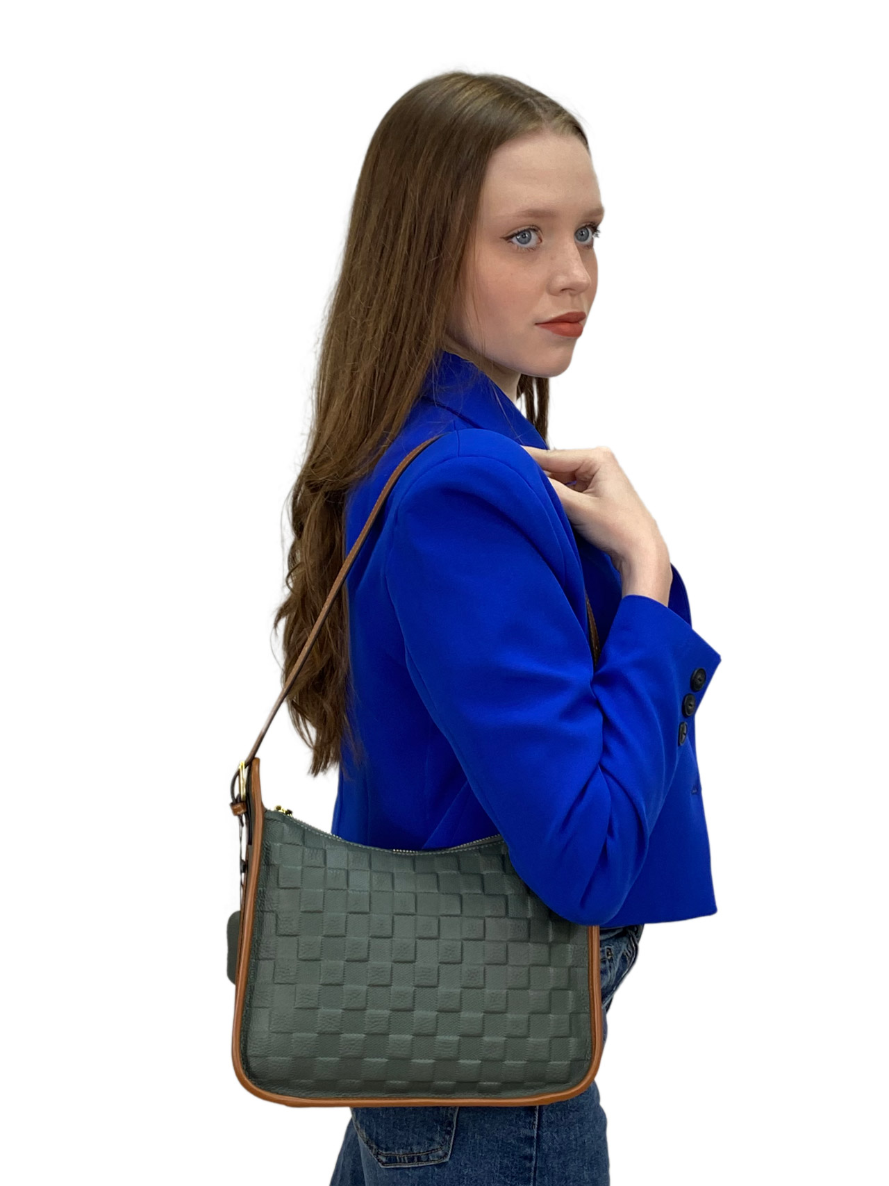На фото 2 - Женская сумка  из натуральной кожи, цвет бирюзовый