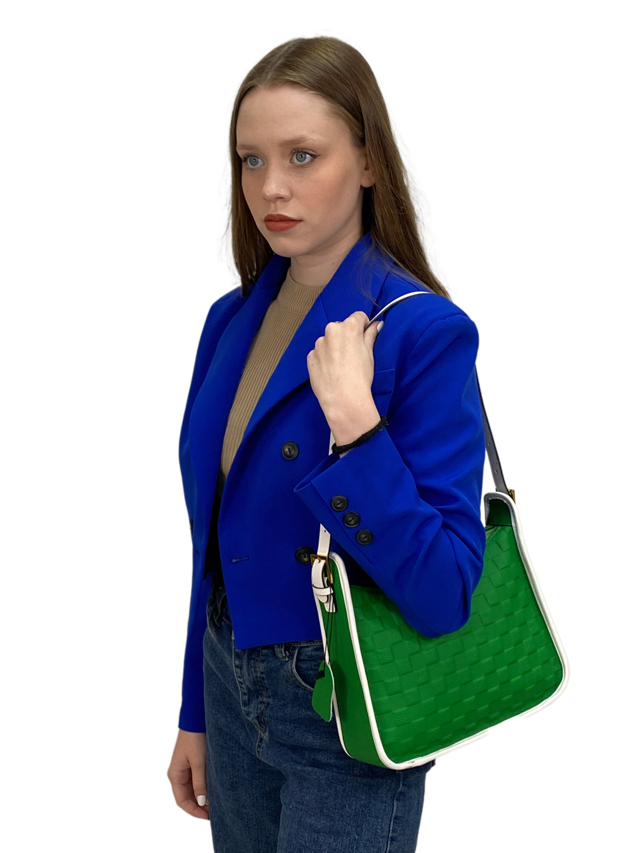 На фото 2 - Женская сумка  из натуральной кожи, цвет ярко зеленый