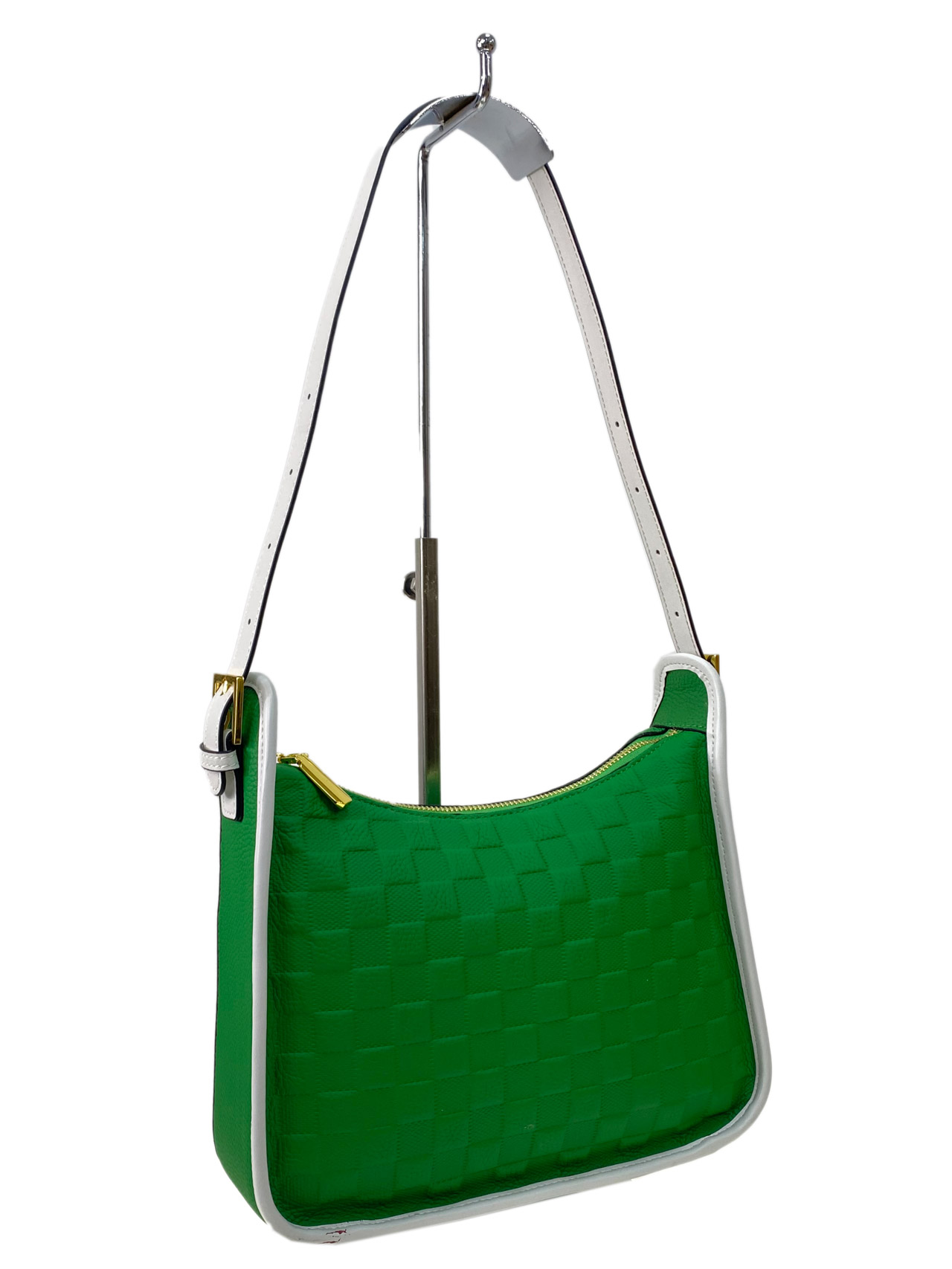 На фото 1 - Женская сумка  из натуральной кожи, цвет ярко зеленый