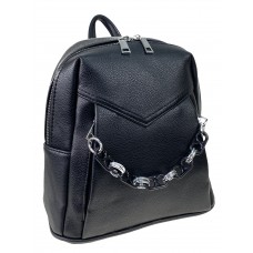 На фото 1 - Женская рюкзак  из искусственной кожи, цвет черный