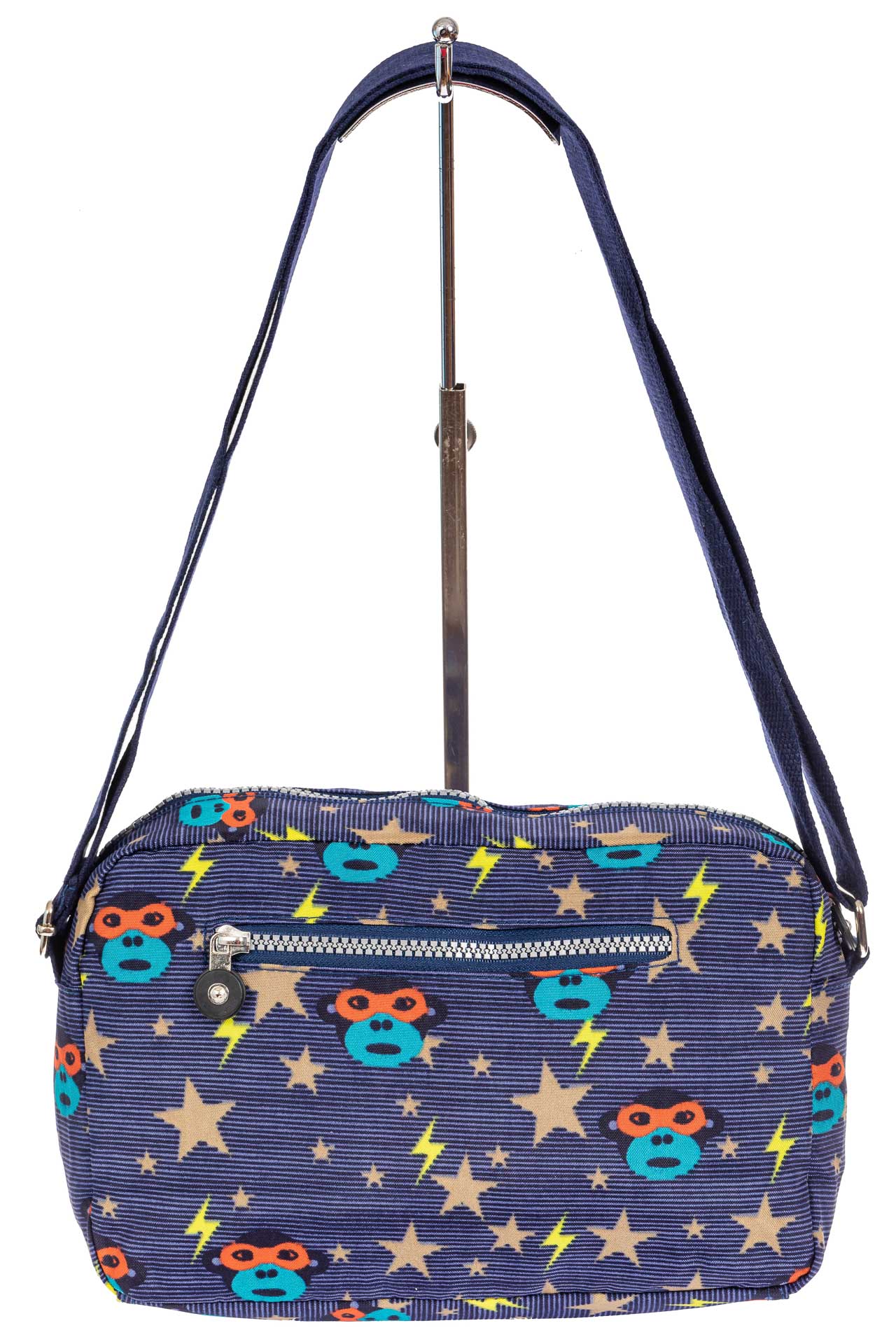 На фото 3 - Женская тканевая сумка кросс-боди с забавным принтом, мультицвет