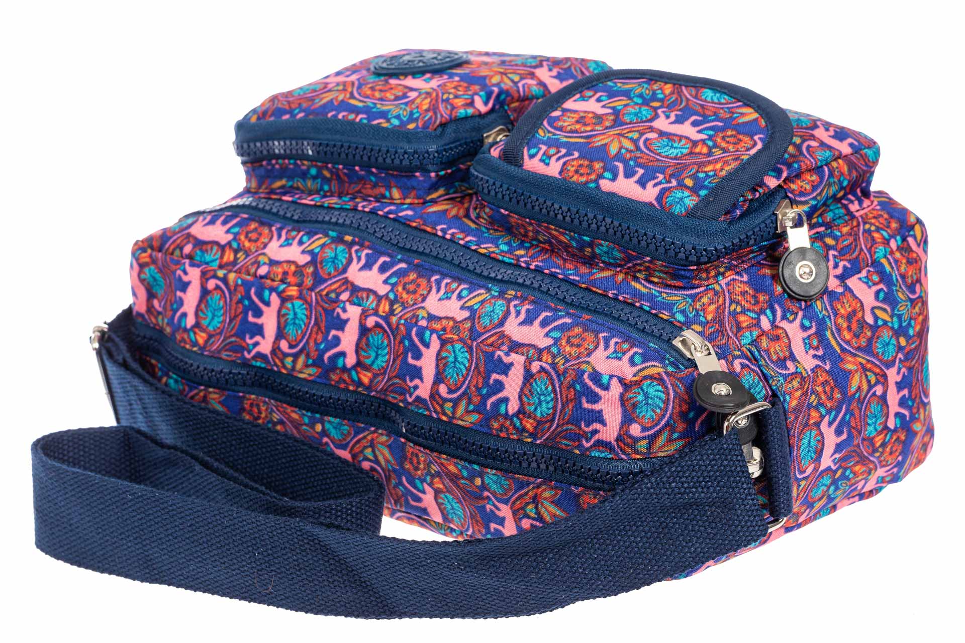 На фото 4 - Женская тканевая сумка кросс-боди с принтом, мультицвет