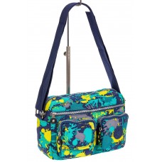 На фото 1 - Женская тканевая сумка кросс-боди с принтом "Кляксы", мультицвет