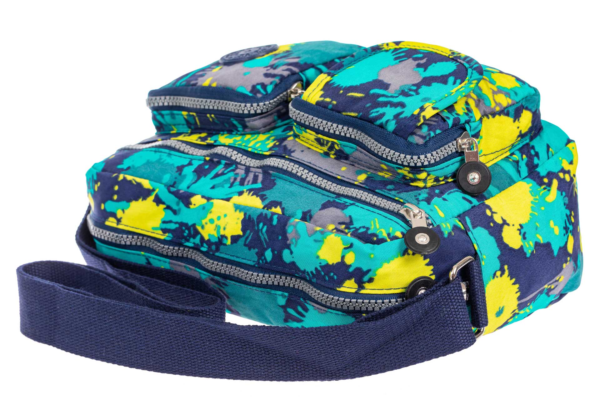На фото 4 - Женская тканевая сумка кросс-боди с принтом "Кляксы", мультицвет