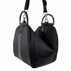 На фото 3 - Сумка-рюкзак из искусственной кожи, цвет  черный