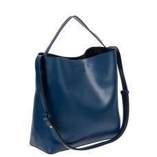 На фото 1 - Женская сумка-мешок, цвет синий