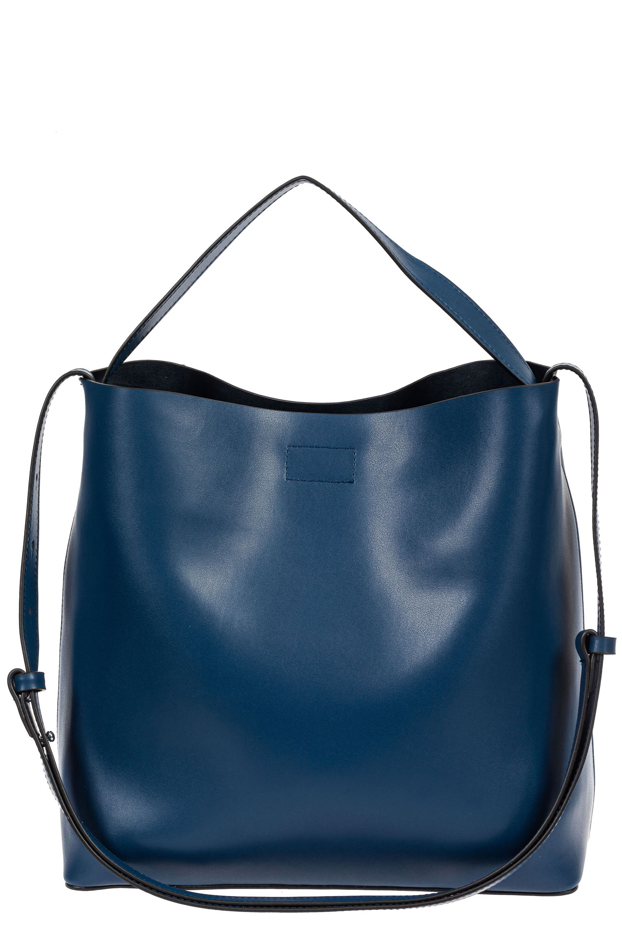 На фото 2 - Женская сумка-мешок, цвет синий