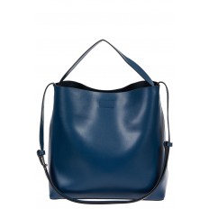 На фото 2 - Женская сумка-мешок, цвет синий