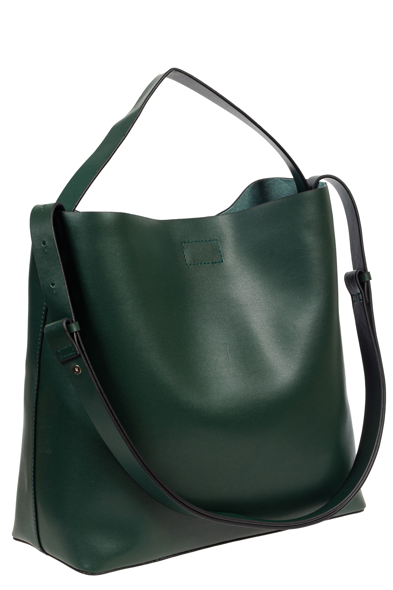 На фото 1 - Женская сумка-мешок, цвет зелёный