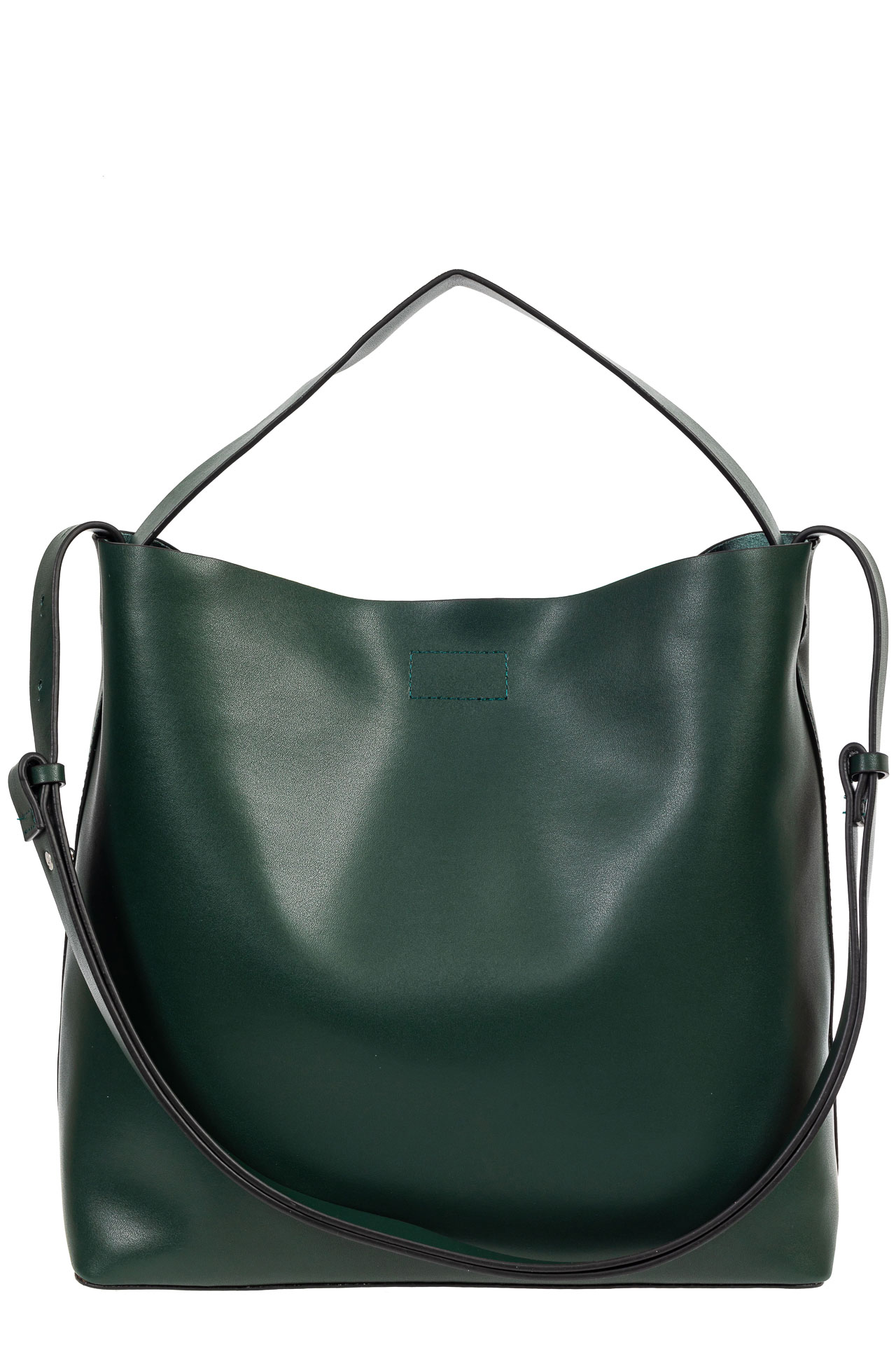 На фото 2 - Женская сумка-мешок, цвет зелёный