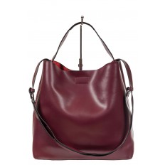 На фото 2 - Женская сумка-мешок, цвет бордовый