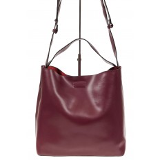 На фото 3 - Женская сумка-мешок, цвет бордовый