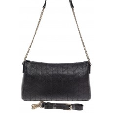 На фото 3 - Женская сумка багет из натуральной кожи с геометрической прострочкой, цвет чёрный