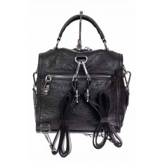 На фото 3 - Сумка-рюкзак из искусственной кожи со стразами, цвет чёрный