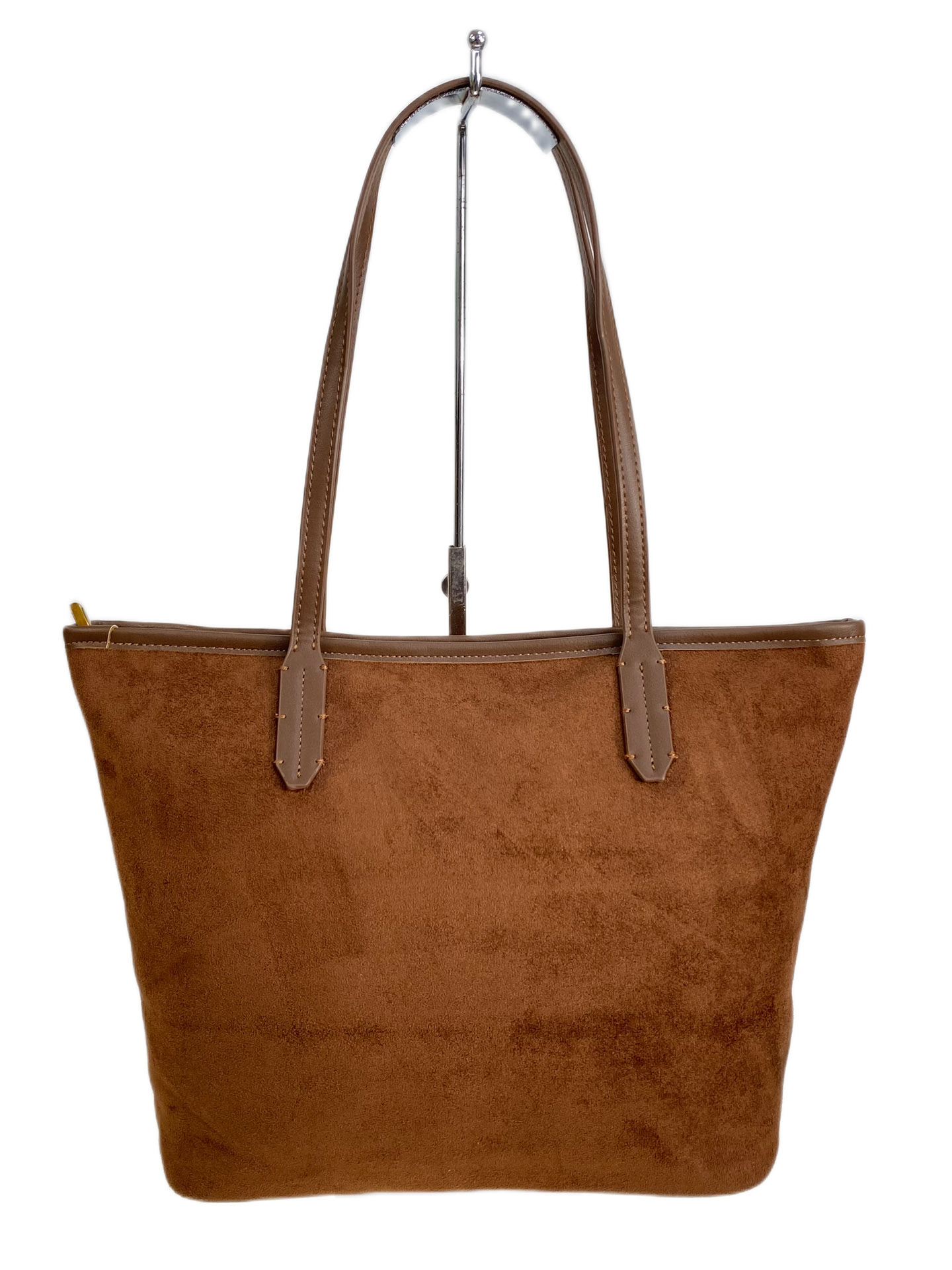 На фото 2 - Женская сумка из искусственной замши, цвет коричневый