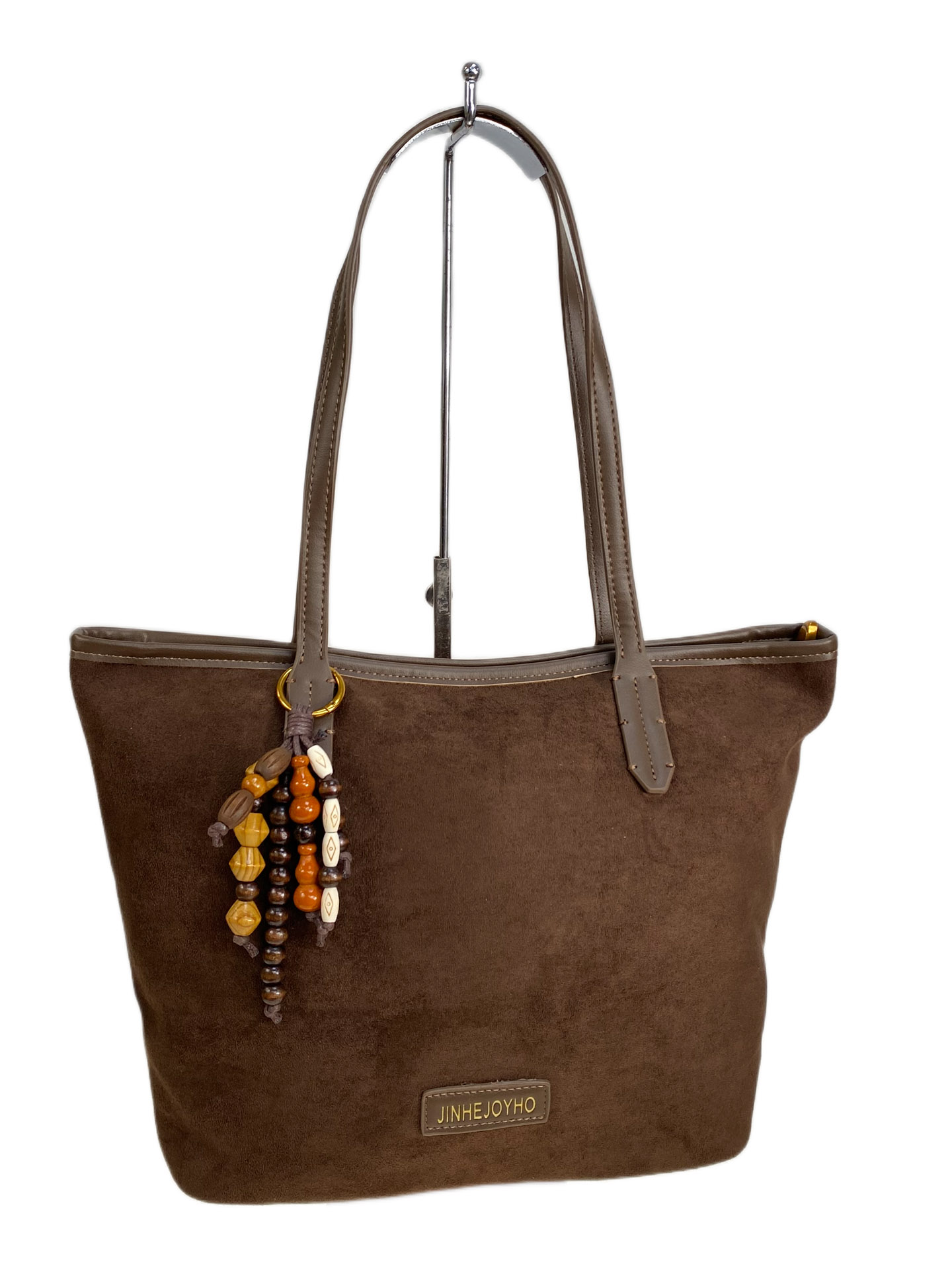 На фото 1 - Женская сумка из искусственной замши, цвет шоколад