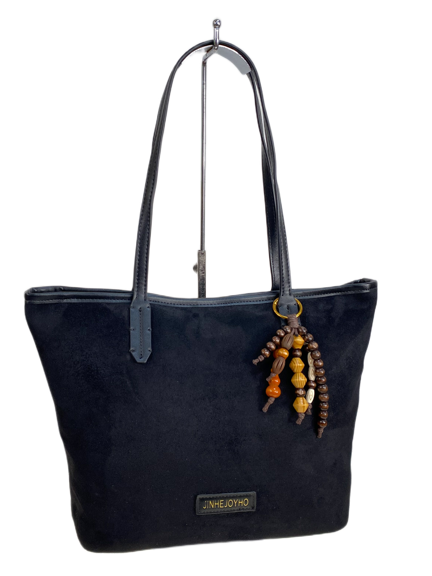 На фото 1 - Женская сумка из искусственной замши, цвет черный