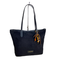 На фото 1 - Женская сумка из искусственной замши, цвет черный