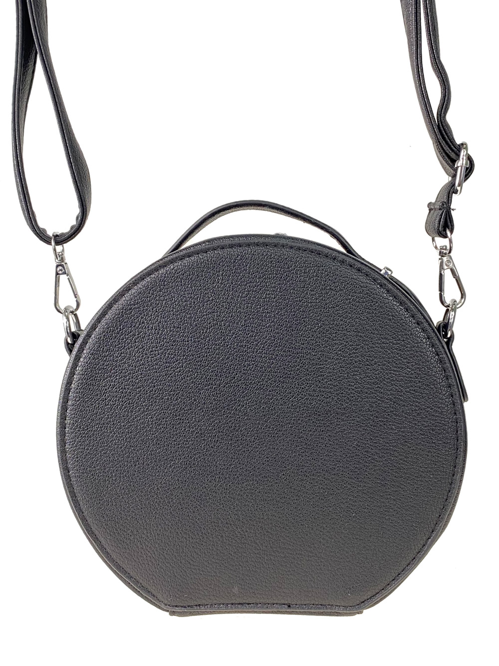 На фото 3 - Круглая женская сумка из экокожи, цвет чёрный