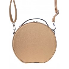 На фото 3 - Круглая женская сумка из экокожи, цвет бежевый