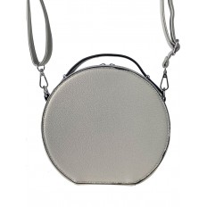 На фото 3 - Круглая женская сумка из экокожи, цвет светло-серый