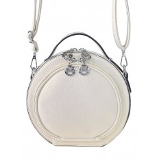 На фото 2 - Круглая женская сумка из экокожи, цвет белый