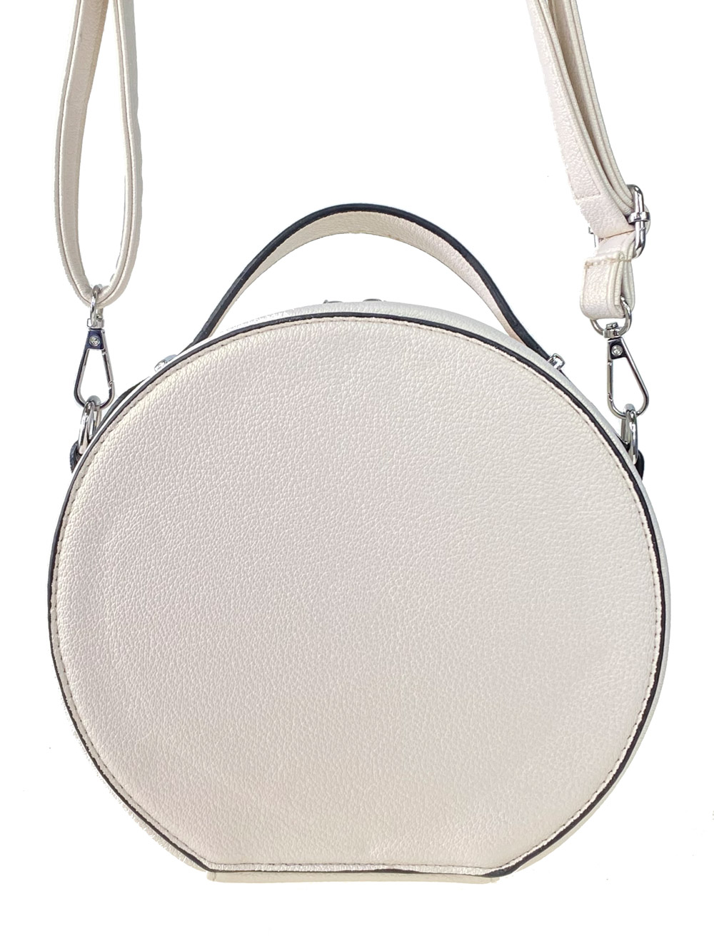 На фото 3 - Круглая женская сумка из экокожи, цвет белый