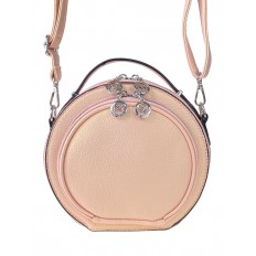 На фото 2 - Круглая женская сумка из экокожи, цвет пудровый