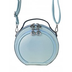 На фото 2 - Круглая женская сумка из экокожи, цвет нежно-голубой