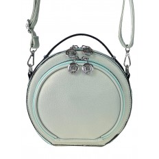 На фото 2 - Круглая женская сумка из экокожи, цвет нежно-мятный