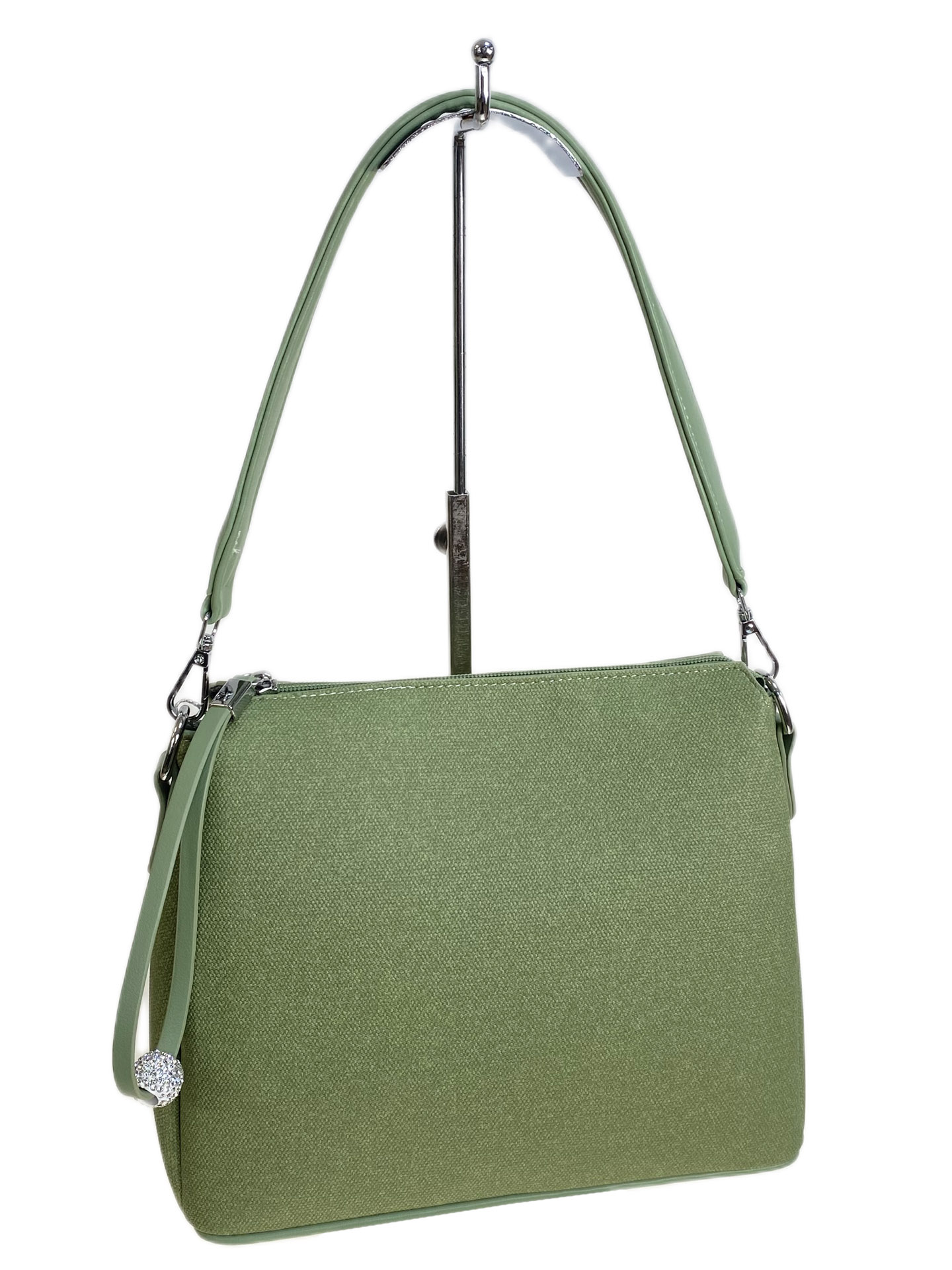 На фото 1 - Женская сумка из искусственной кожи, цвет зеленый