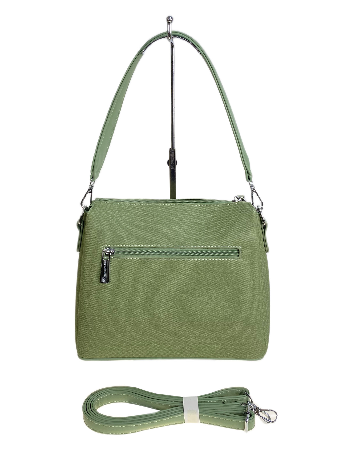 На фото 2 - Женская сумка из искусственной кожи, цвет зеленый