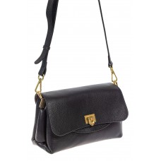 На фото 1 - Женская сумка satchel из фактурной натуральной кожи, цвет чёрный