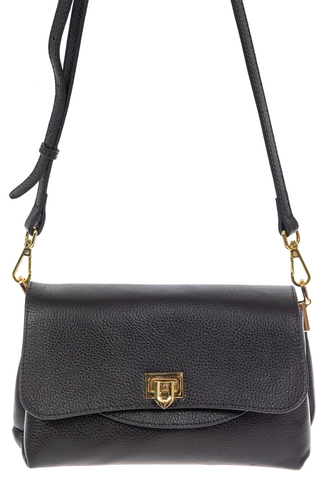 На фото 2 - Женская сумка satchel из фактурной натуральной кожи, цвет чёрный