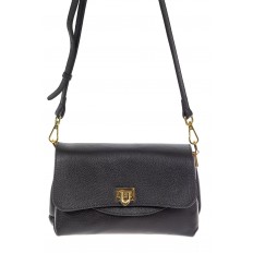 На фото 2 - Женская сумка satchel из фактурной натуральной кожи, цвет чёрный