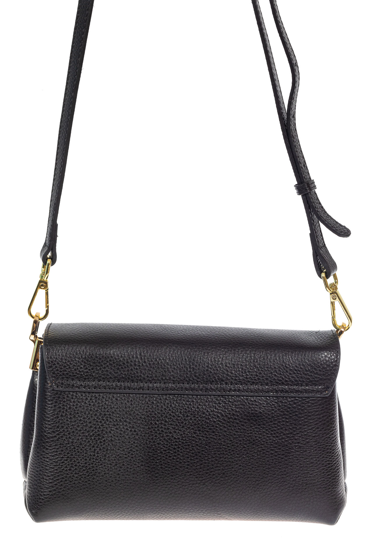 На фото 3 - Женская сумка satchel из фактурной натуральной кожи, цвет чёрный