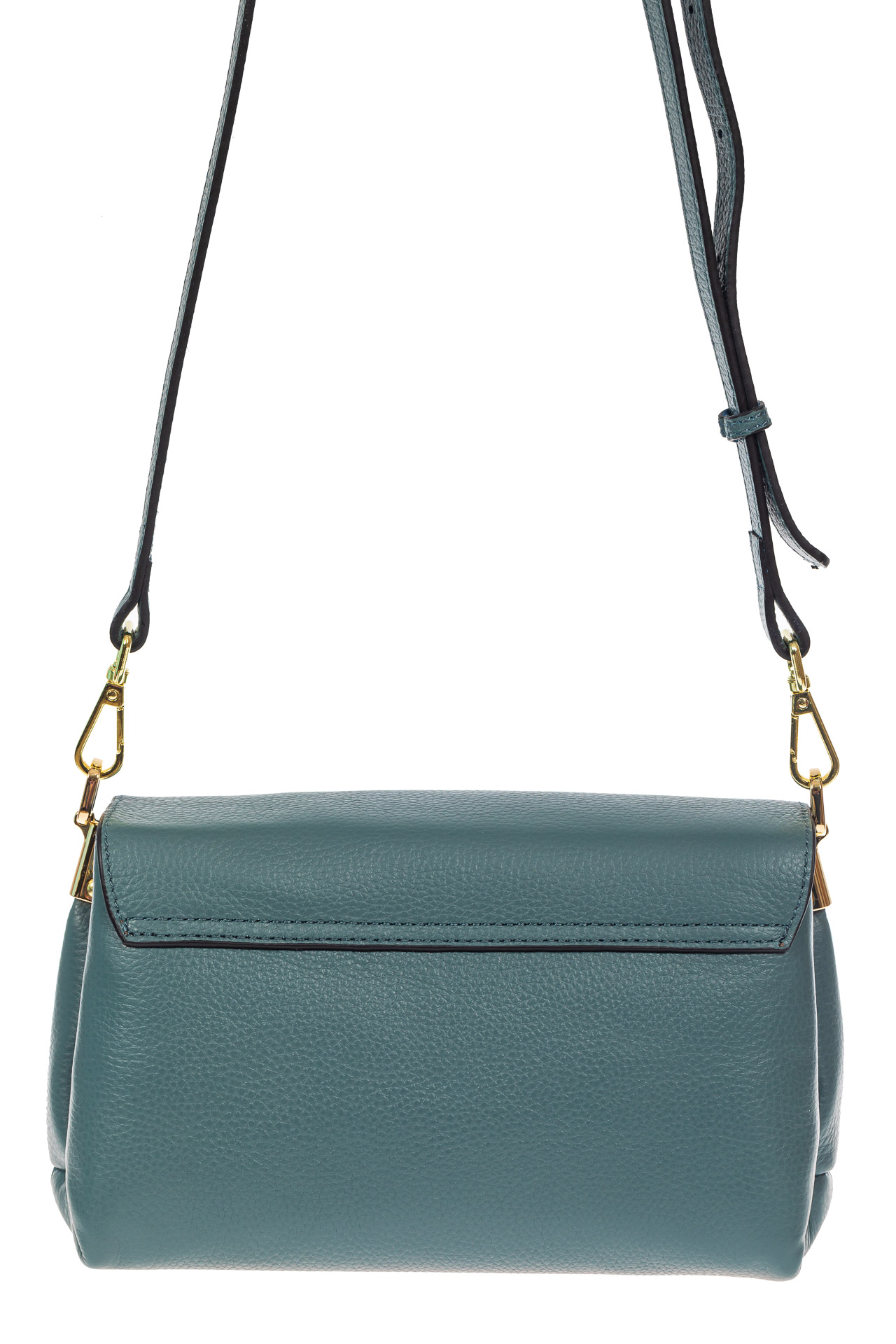 На фото 3 - Женская сумка satchel из фактурной натуральной кожи, цвет бирюзовый