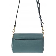 На фото 3 - Женская сумка satchel из фактурной натуральной кожи, цвет бирюзовый