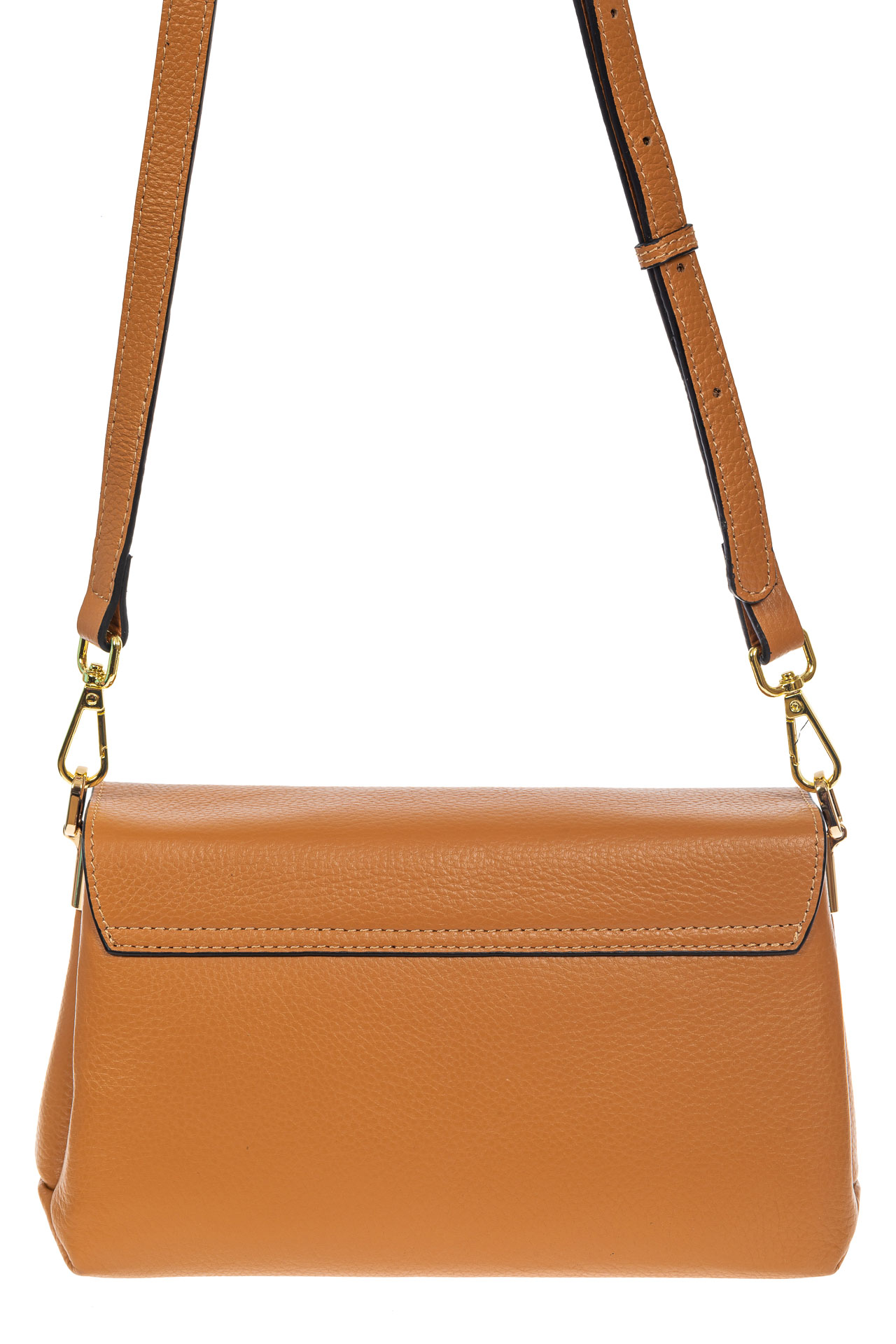 На фото 3 - Женская сумка satchel из фактурной натуральной кожи, цвет рыжий