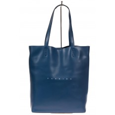 На фото 2 - Кожаная сумка шоппер, цвет синий