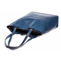 На фото 4 - Кожаная сумка шоппер, цвет синий