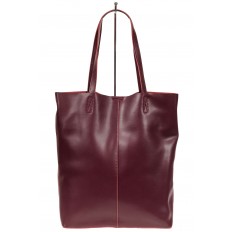 На фото 3 - Кожаная сумка шоппер, цвет бордовый
