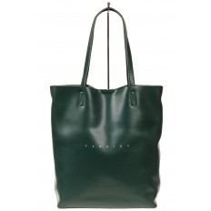 На фото 2 - Кожаная сумка шоппер, цвет зелёный